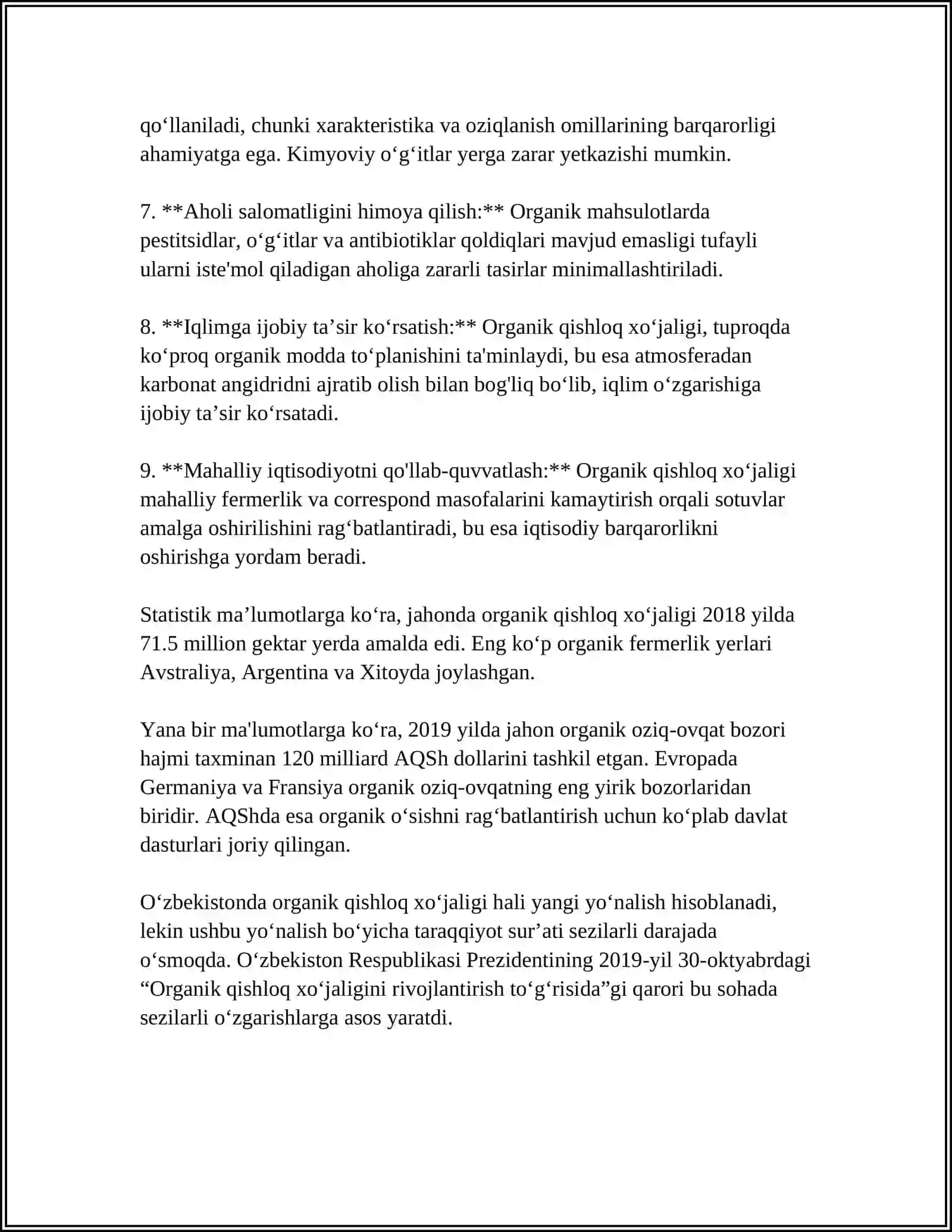 ORGANIK QISHLOQ XÖJALIGI MUOMOLARI THE 4