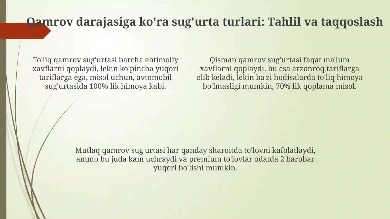 Sug'urta xizmatlari qamroviga ko'ra tasniflash: Asosiy tushunchalar va turlari 4