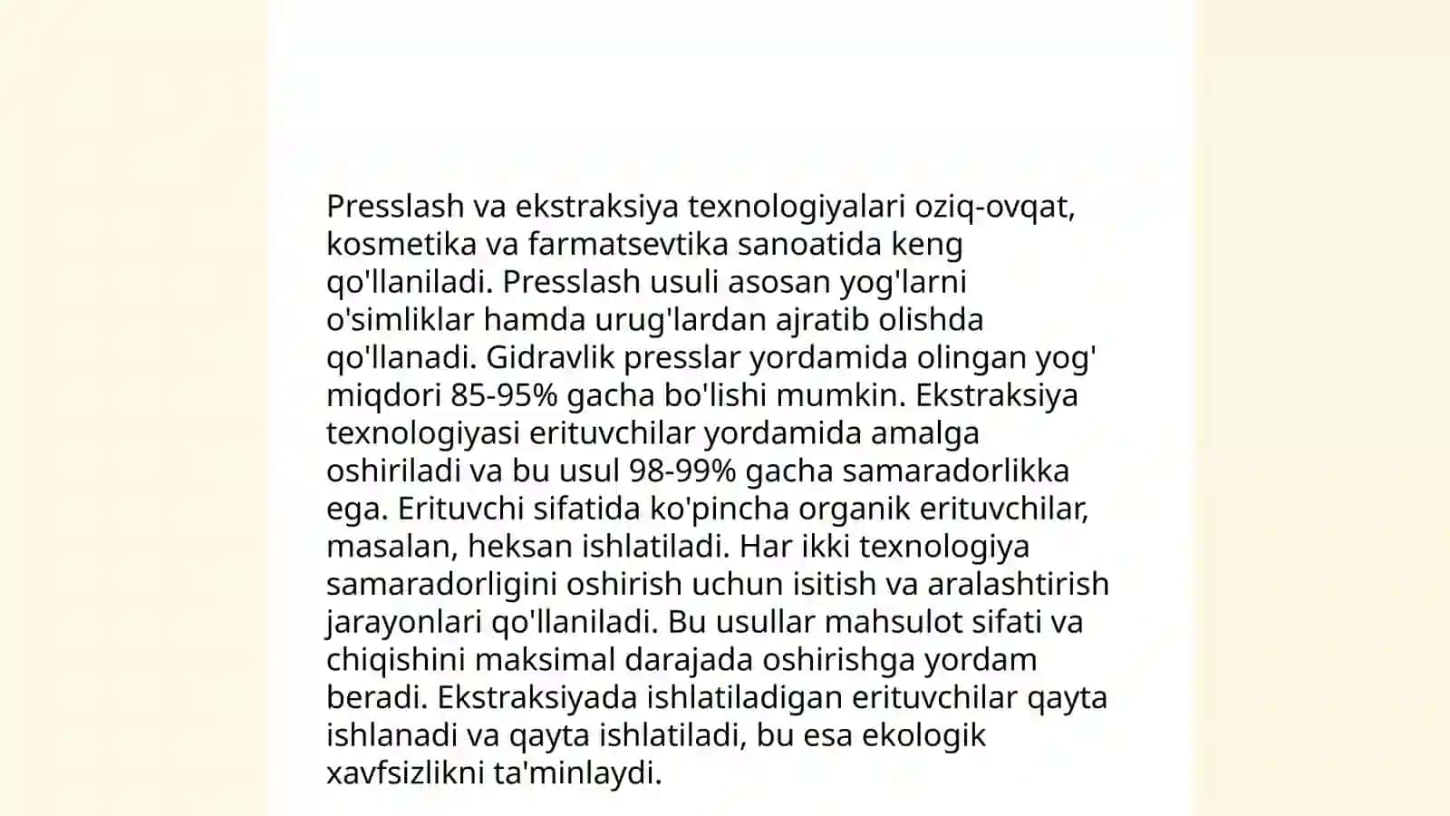 Yogʻlarning olinishi va xossalarini oʻrganish 4