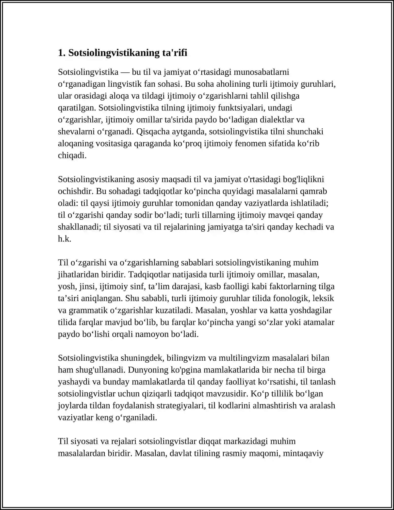 LINGVISTIKANING BOSHQA FANLAR BILAN MUNOSABATI(SOTSIOLINGVISTIKA) 4