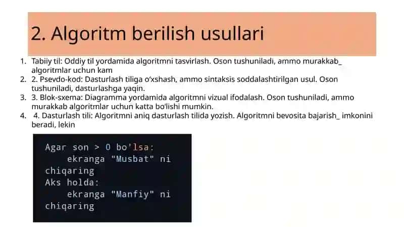 Algoritm tushunchasi va turlari 4