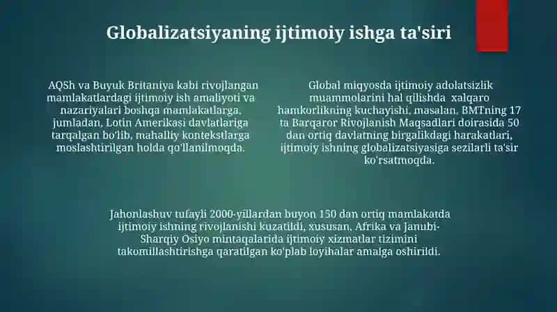 Ijtimoiy ishning globolizatsiyasi 4