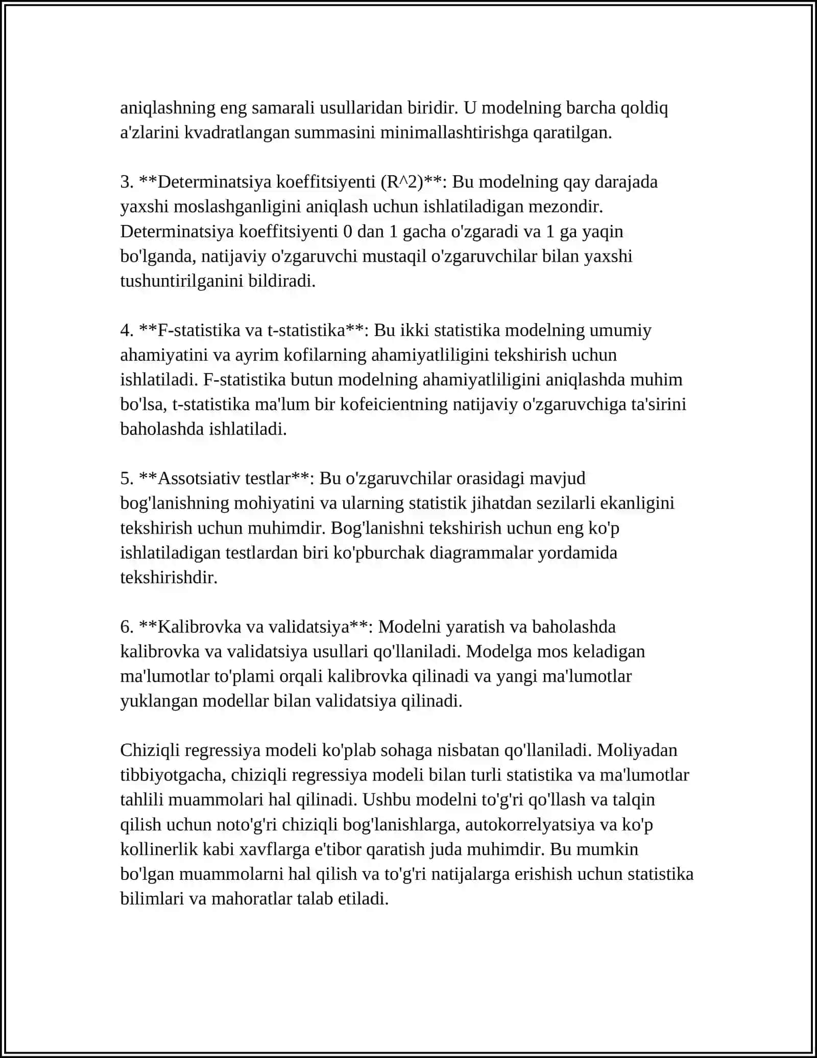 CHIZIQLI REGRESSIYA MODELLARI 4
