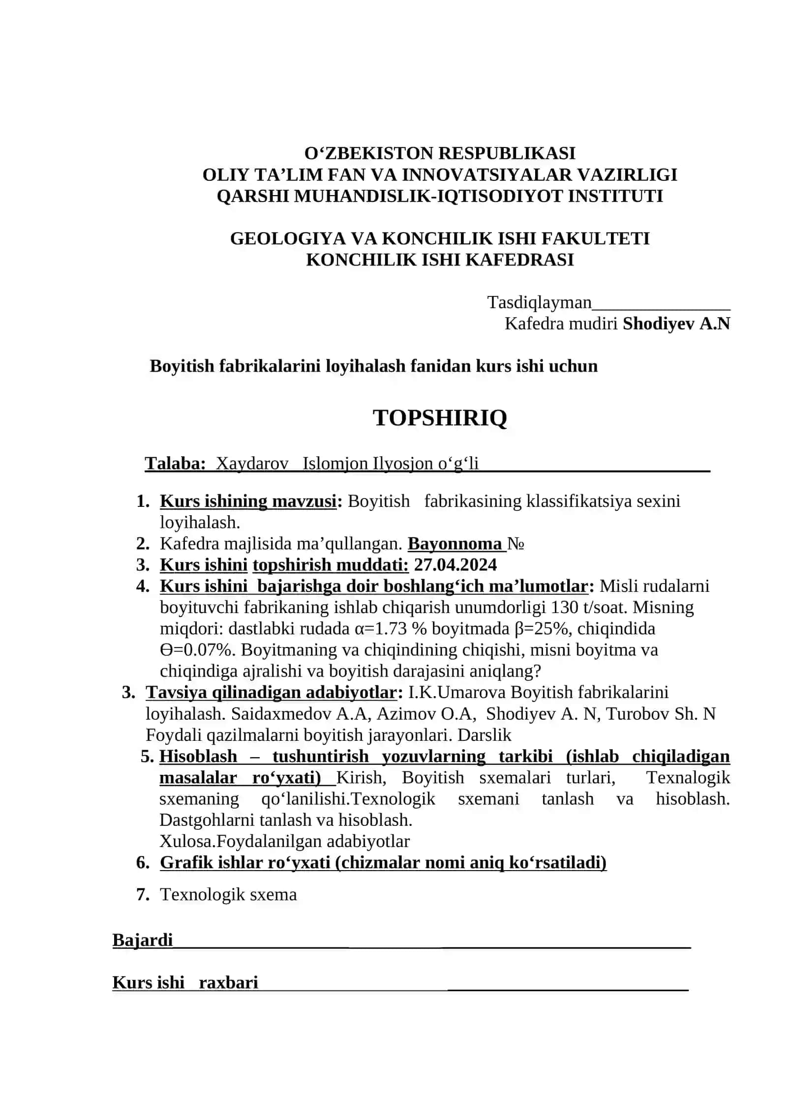 Boyitish fabrikalarini loyihalash kurs ishi 4