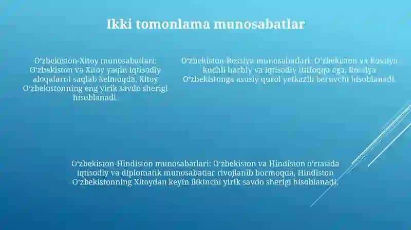 O'zbekistonning Xalqaro Hamkorlik Aloqalari 4