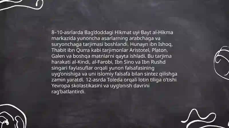 O'rta asr sharq falsafasi va uyg'onish davri xususiyatlai 4