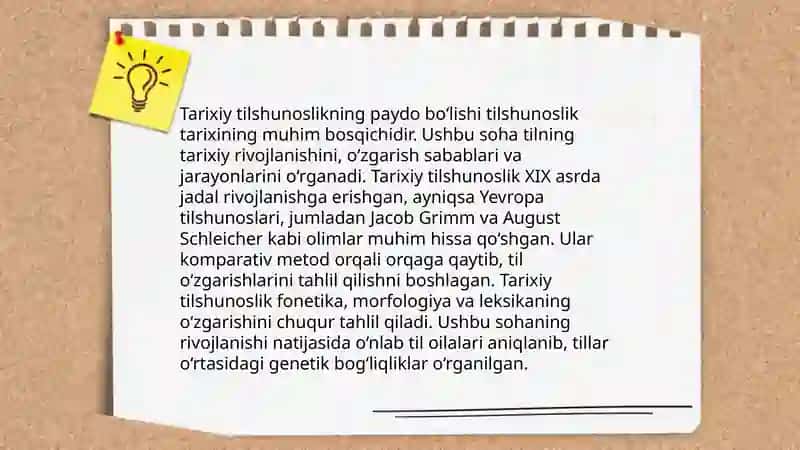 Tilshunoslik masalalarini òrganishda tarixning ahamiyati 4