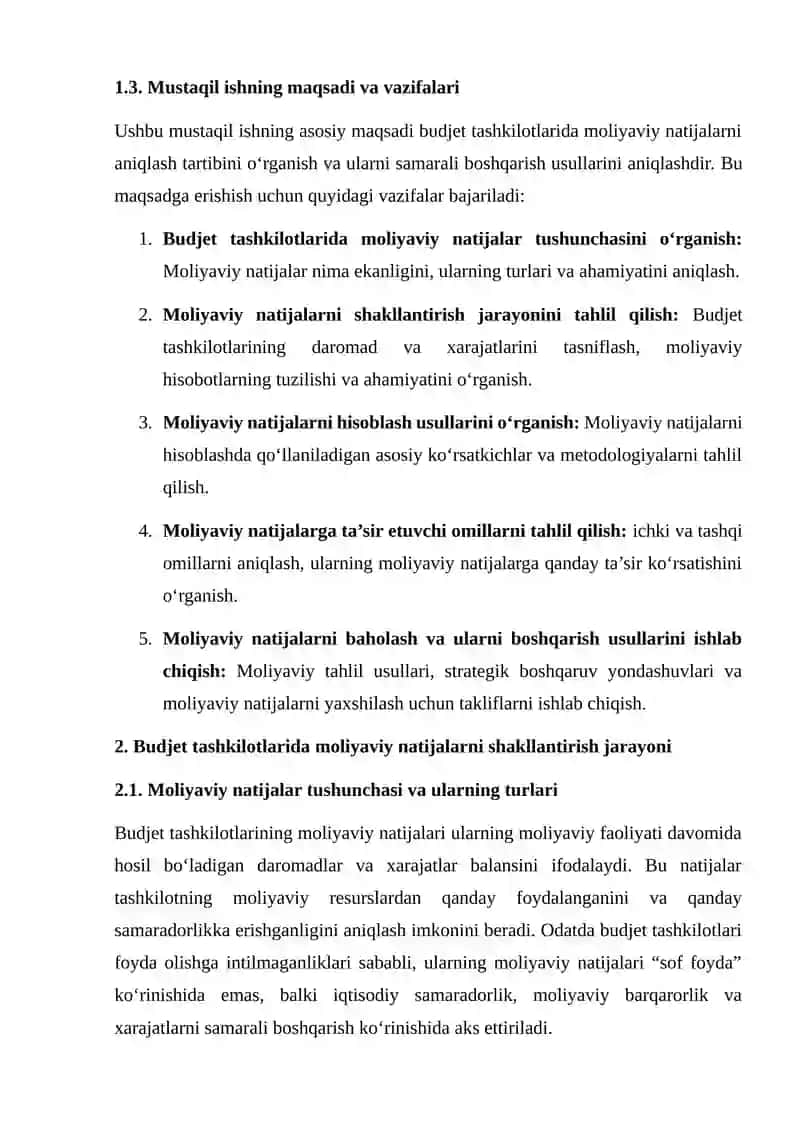 Budjet tashkilotlarida moliyaviy natijalarni aniqlash tartibi 4