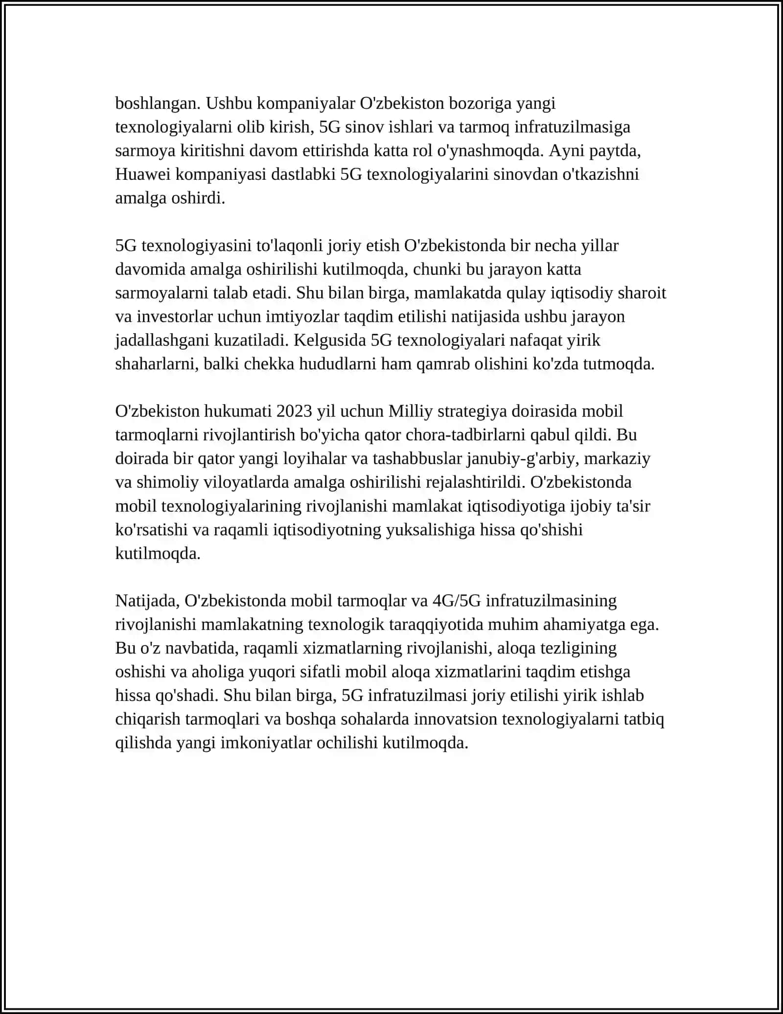 O'ZBEKISTONDA MOBIL TEXNALOGIYALARNING RIVOJLANISHI 4