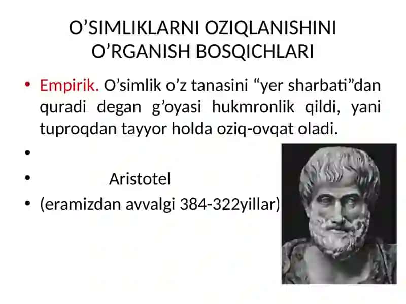 Oʻsimliklarning oziqlaniga oid nazariyalar 4