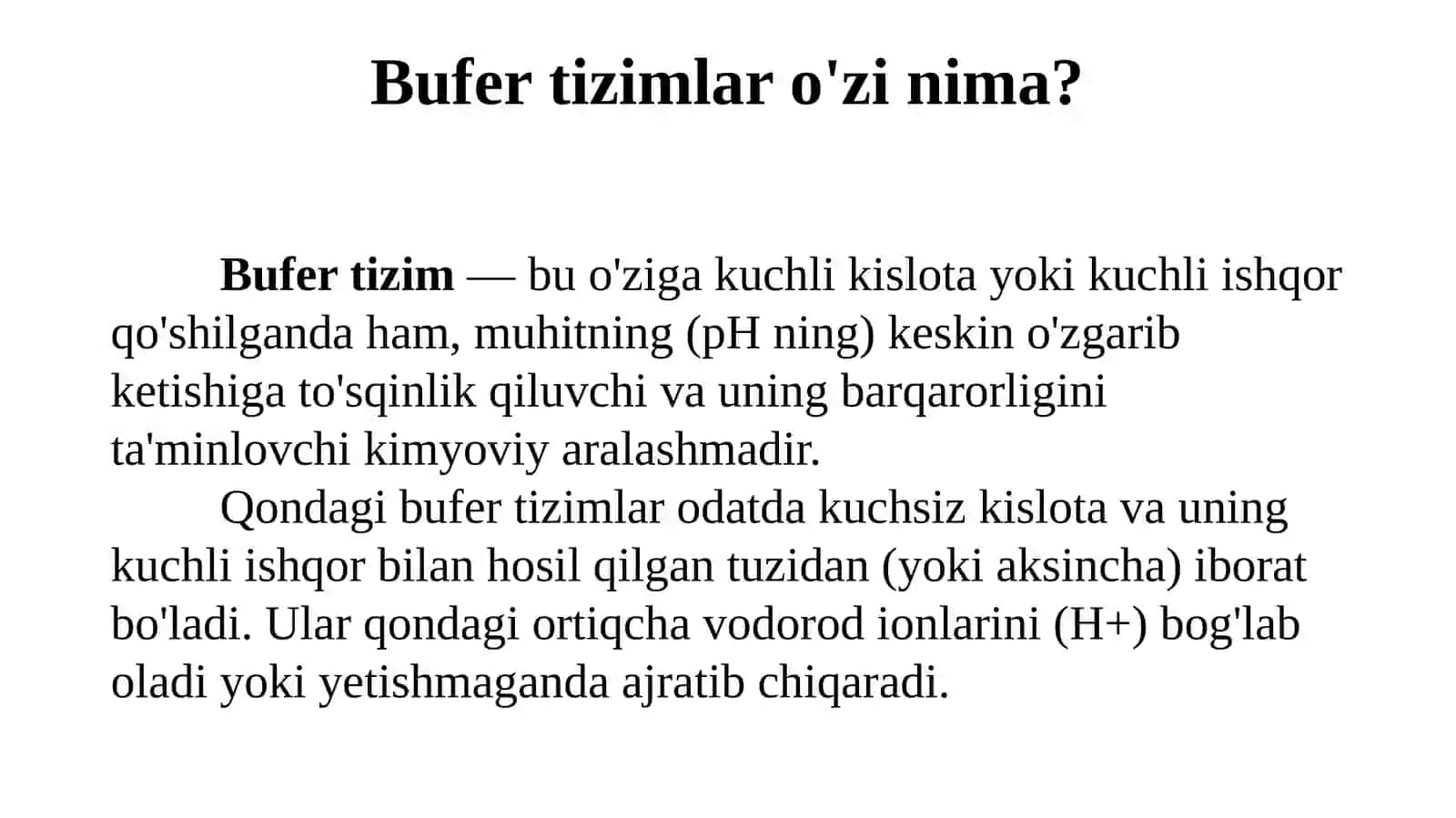 Qonning bufertizimlari va ularning roli 4