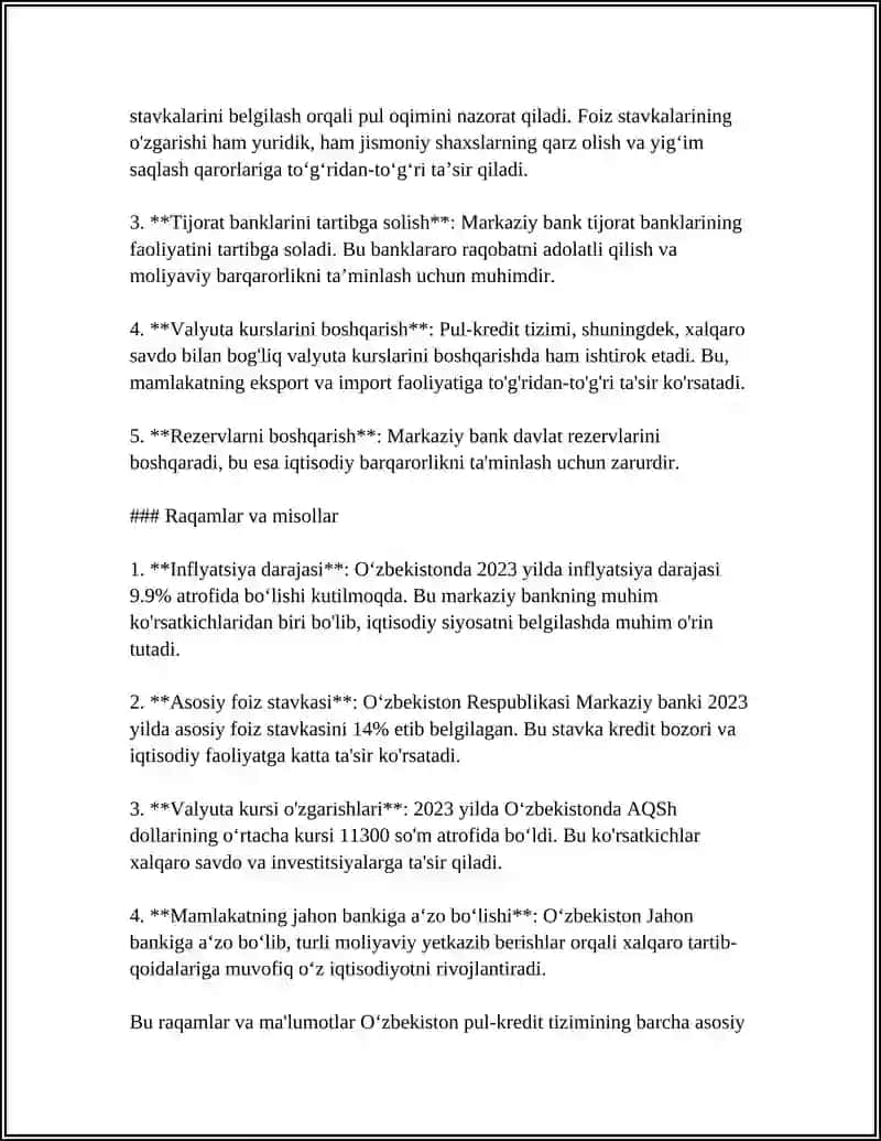 PUL KREDIT TIZIMI BANKLAR VA ULARNING BOZOR IQTISODIYOTDAGI ROLI 4