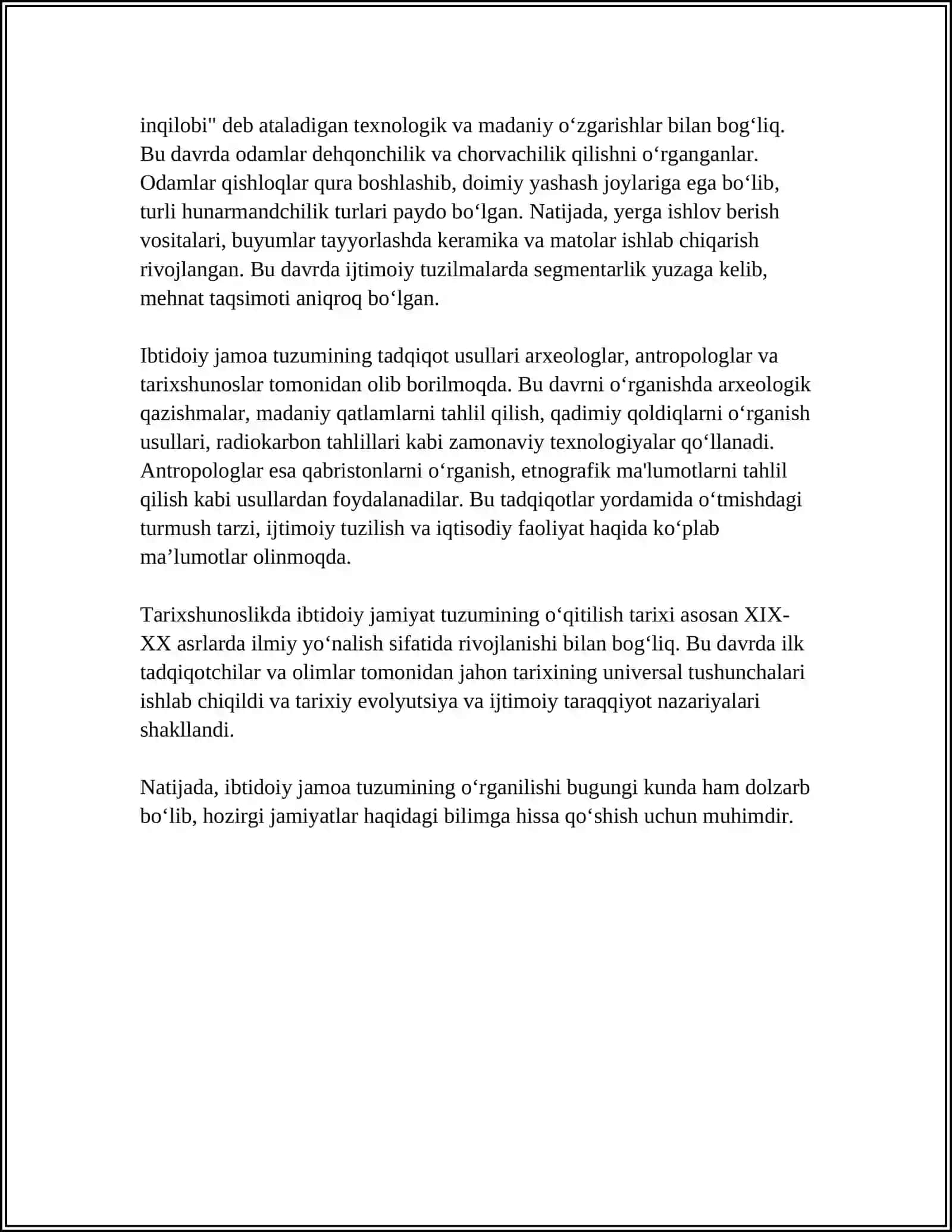 IBTIDOIY JAMOA TUZUMINING OʻRGANILISH TARIXI 4