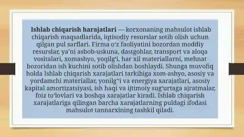 Ishlab chiqarish harajatlari 4