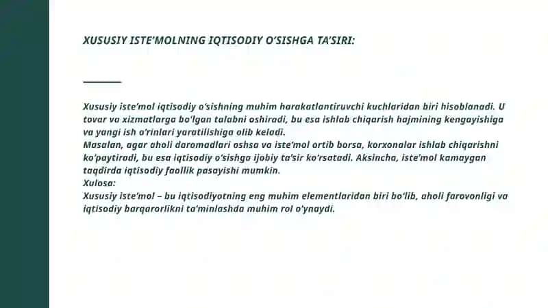 Xususiy iste'mol va jamgʻarmaning iqtisodiy oʻsishga ta'siri 4