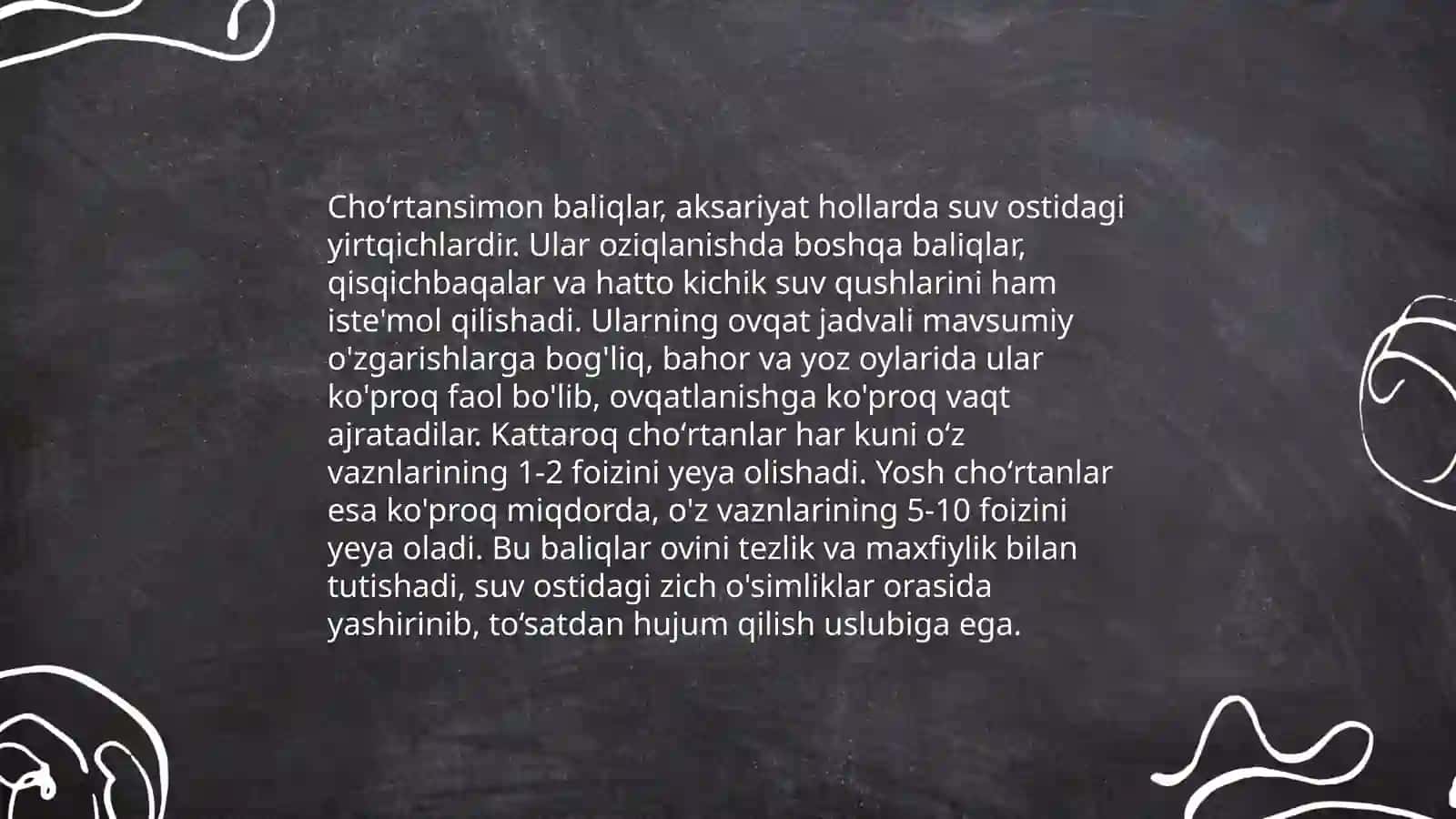 Choʻrtansimonlar va olabugʻasimonlar turkumi 4