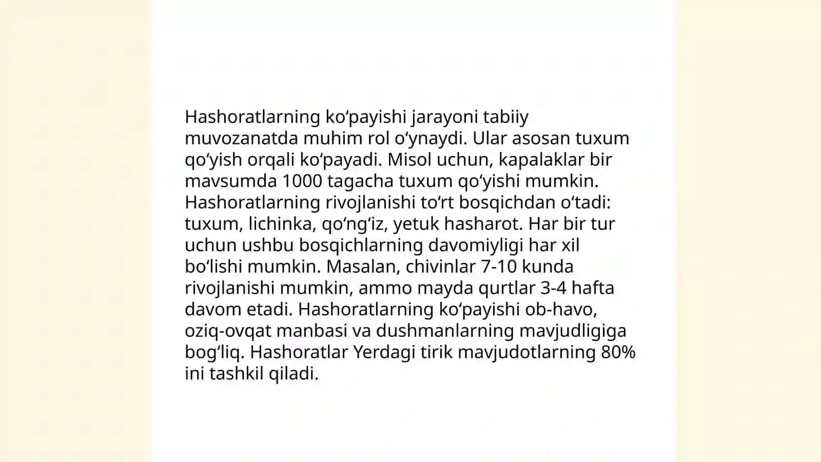 Hashoratlarning kòpayishi va rivojlanishi 4