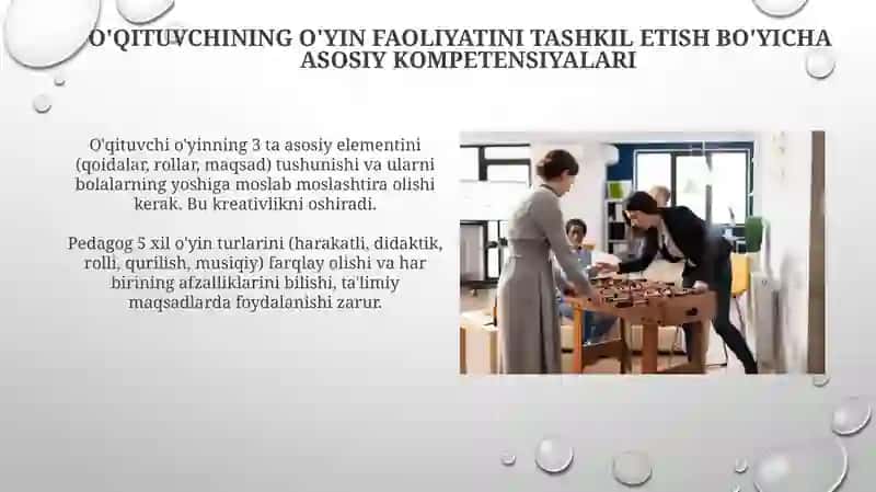 Tarbiyachining o'yin faoliyat mashg'ulotlarini tashkil qilishdagi kompetentligi 4