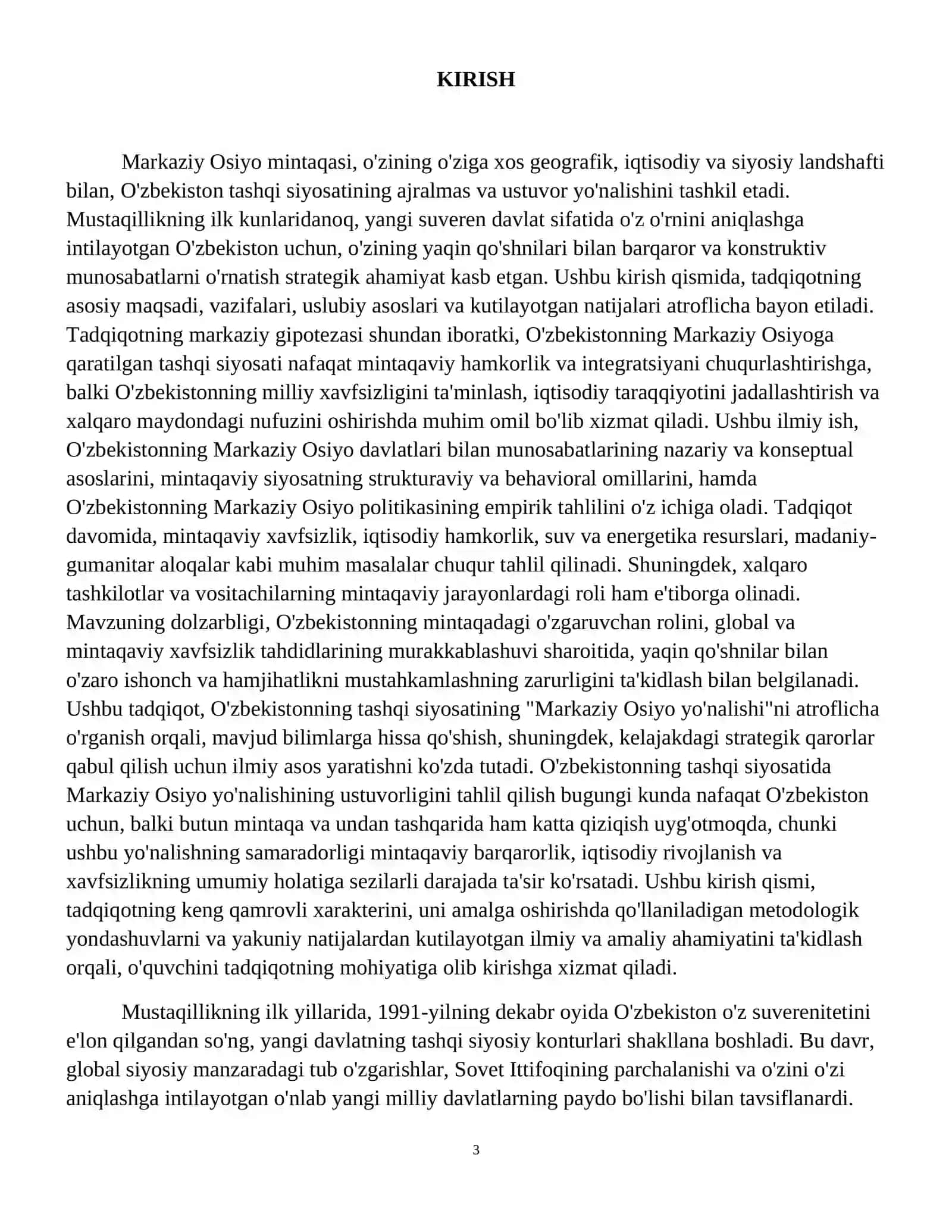 Markaziy Osiyo - Oʻzbekiston tashqi siyosatining ustuvor yoʻnalishi 4