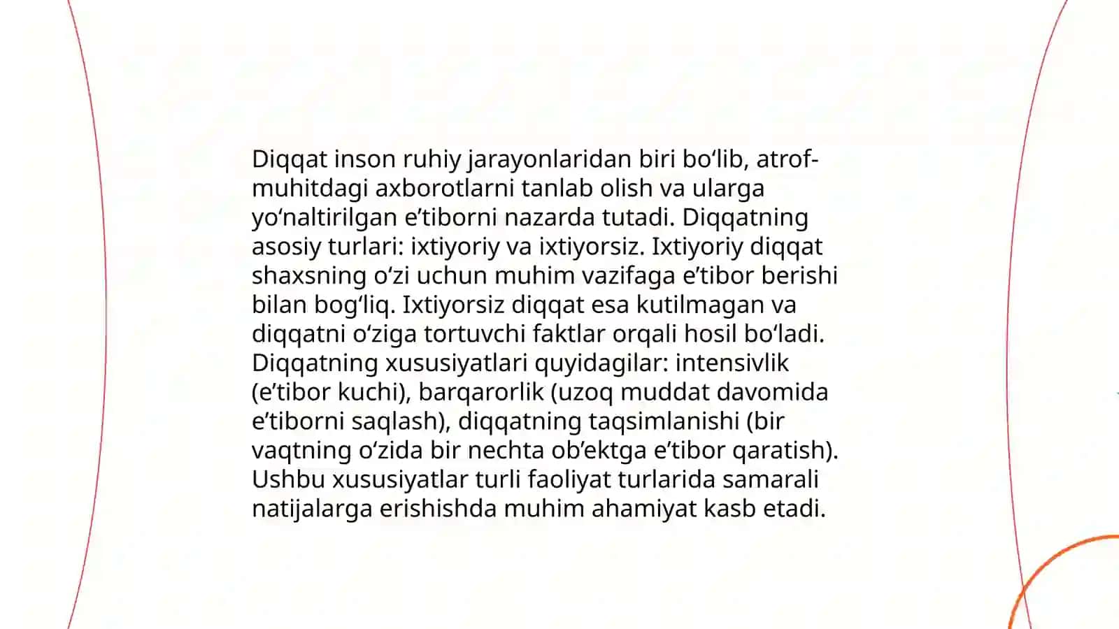 Diqqat va xotirani o'rganish 4