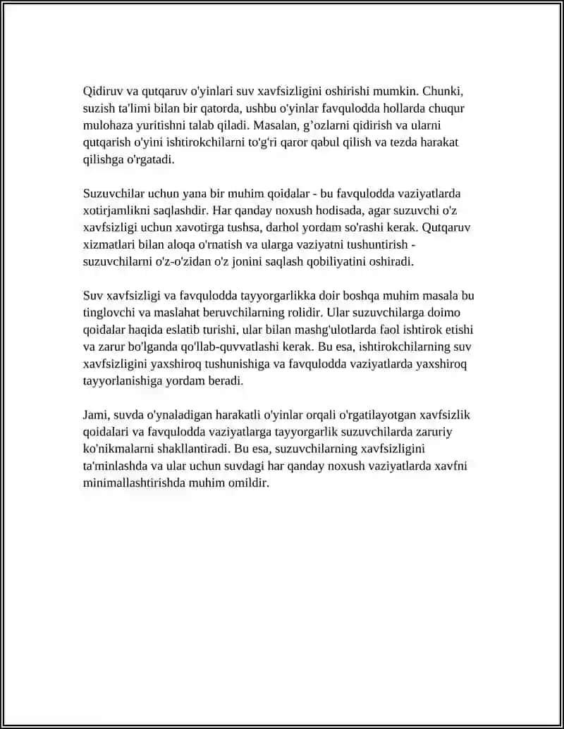 SUVDA OYNALADIGAN HARAKATLI O'YINLAR ORGATISH 4