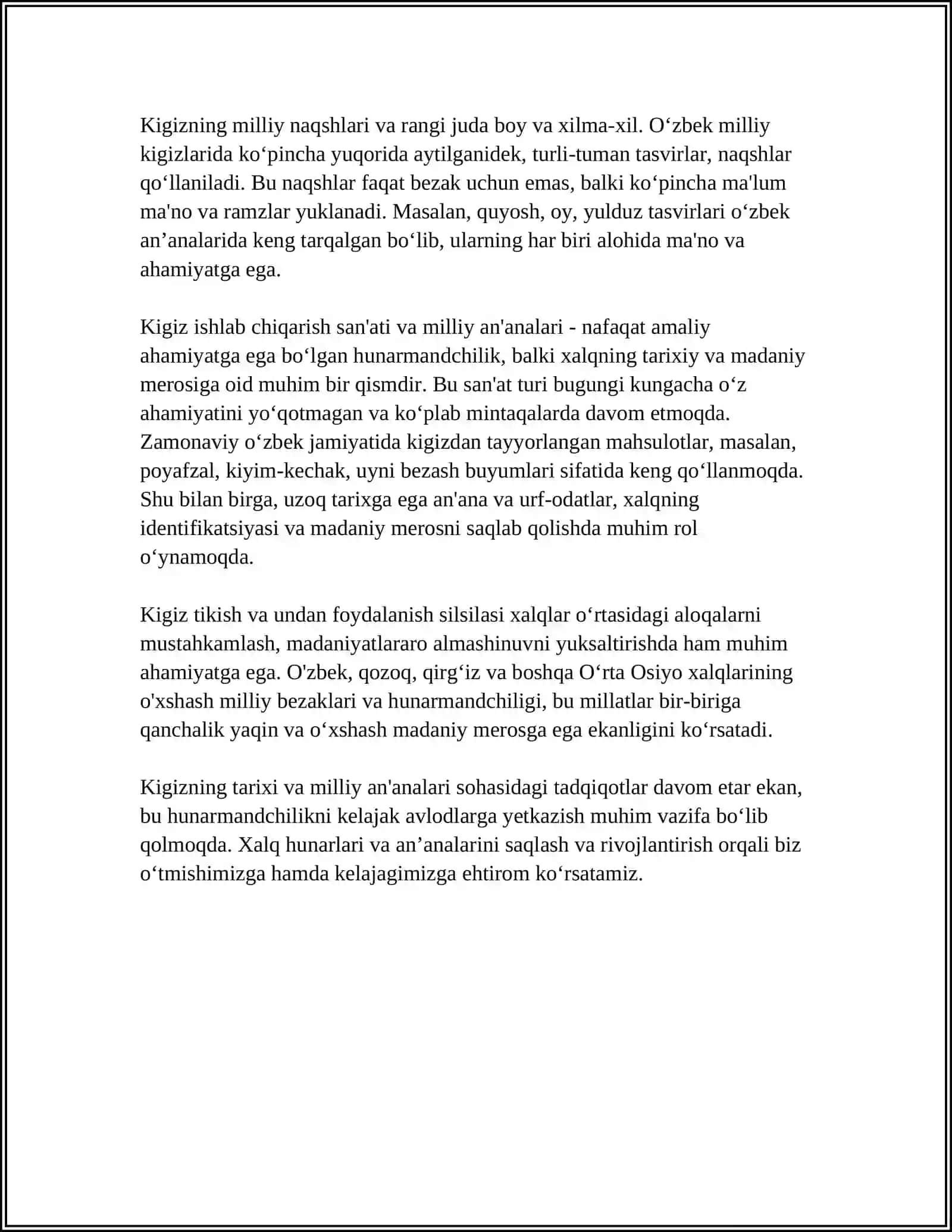 KIGIZ VA KIGIZ ISHLAB CHIQARISH Referat 4