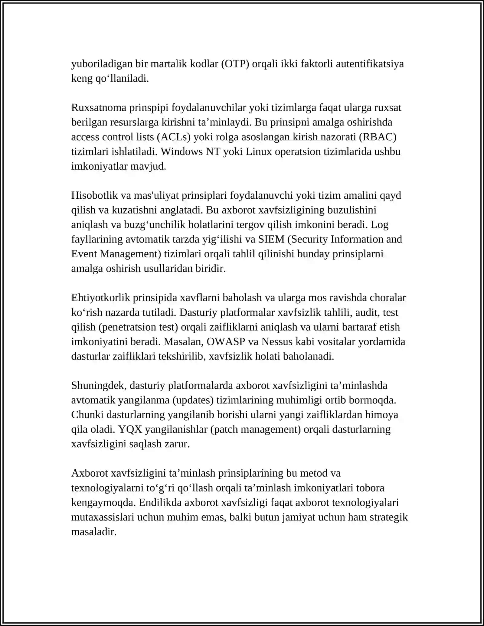 DASTURIY PLATFORMALAR UCHUN XAVFSIZLIK BOSHQARUVI 4