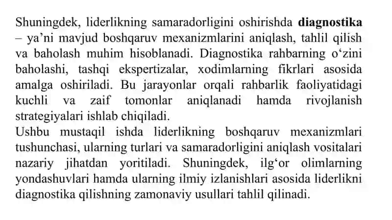 Liderning boshqaruv mexanizmlari diagnostikasi. 4