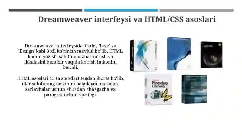 Dreamweaver dasturida elektron qo‘llanma yaratish 4