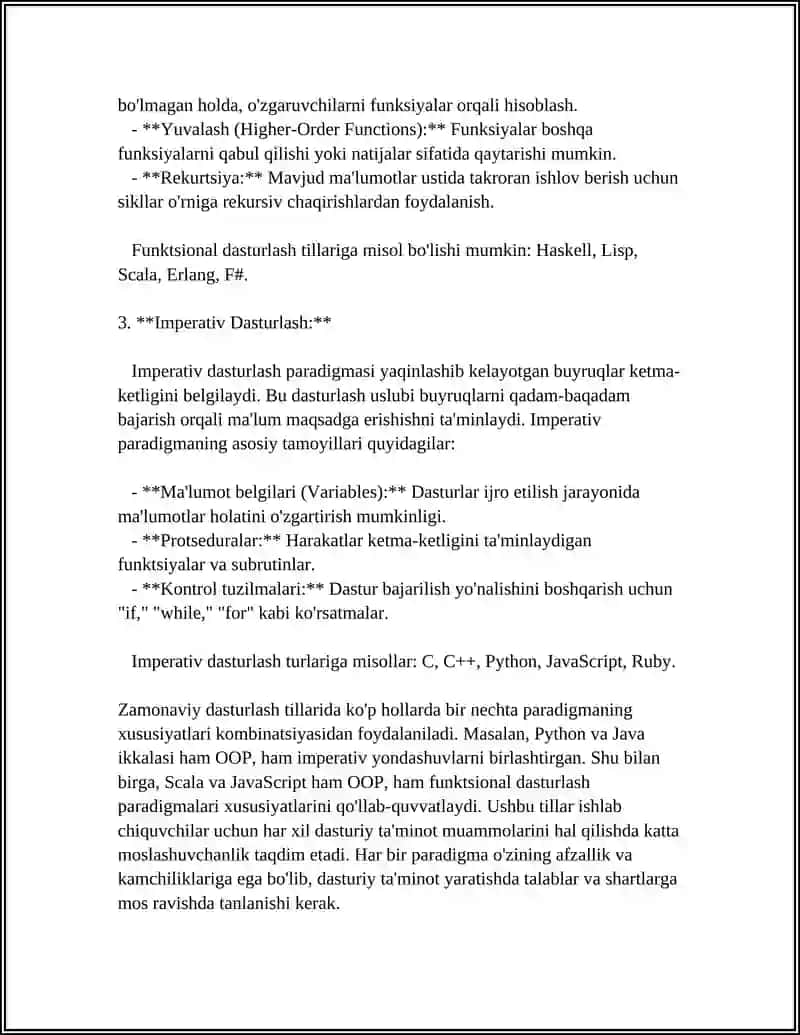 ZAMONAVIY DASTURLASH TILLARI 4
