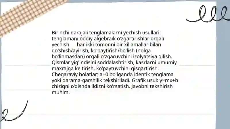 Tenglama va uni yechishga oʻrgatish 4