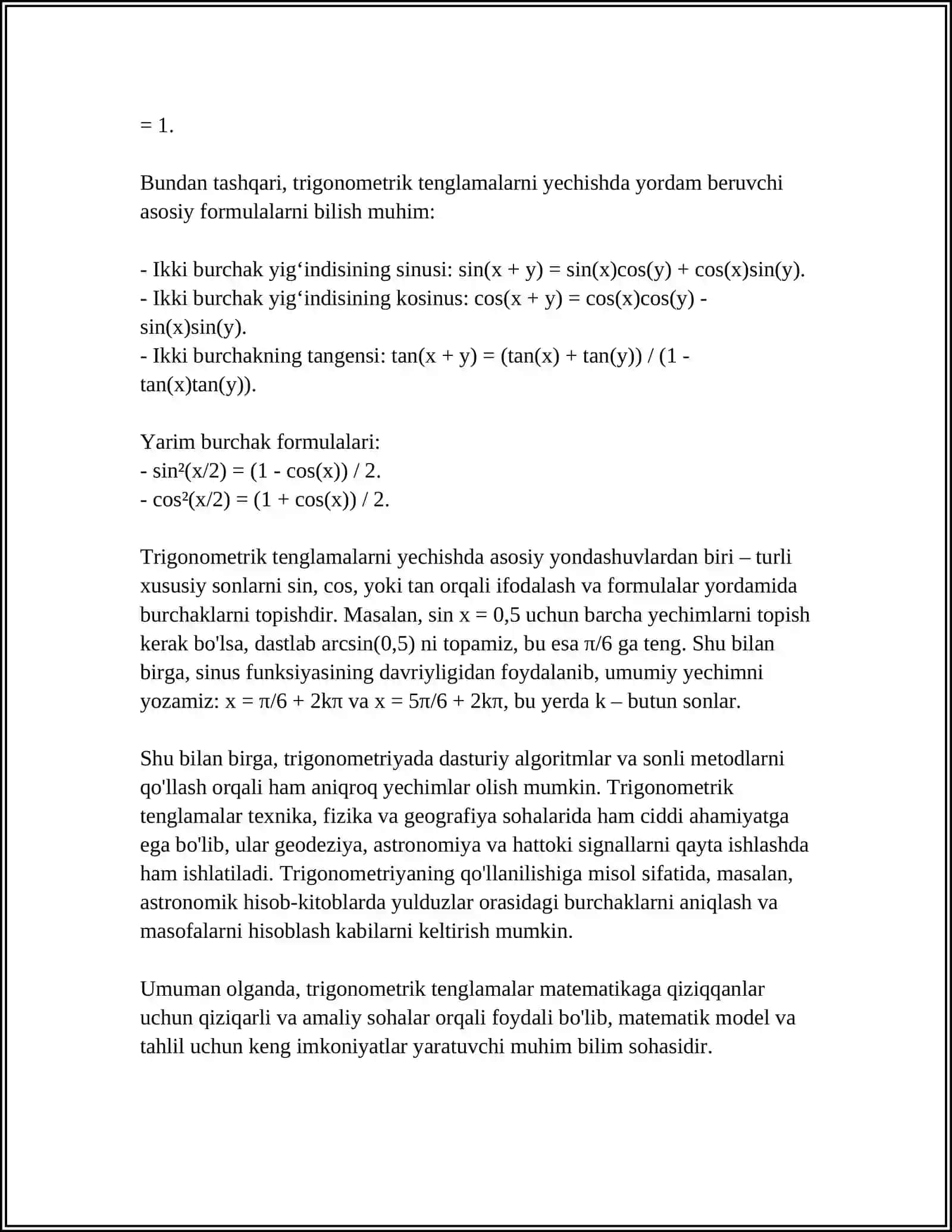 TRIGONOMETRIK TENGLAMALAR 4