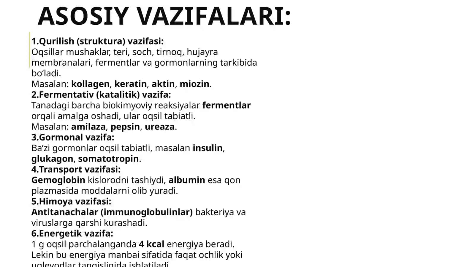Oqsillarning  hazmlanishi va so’rilishi 4