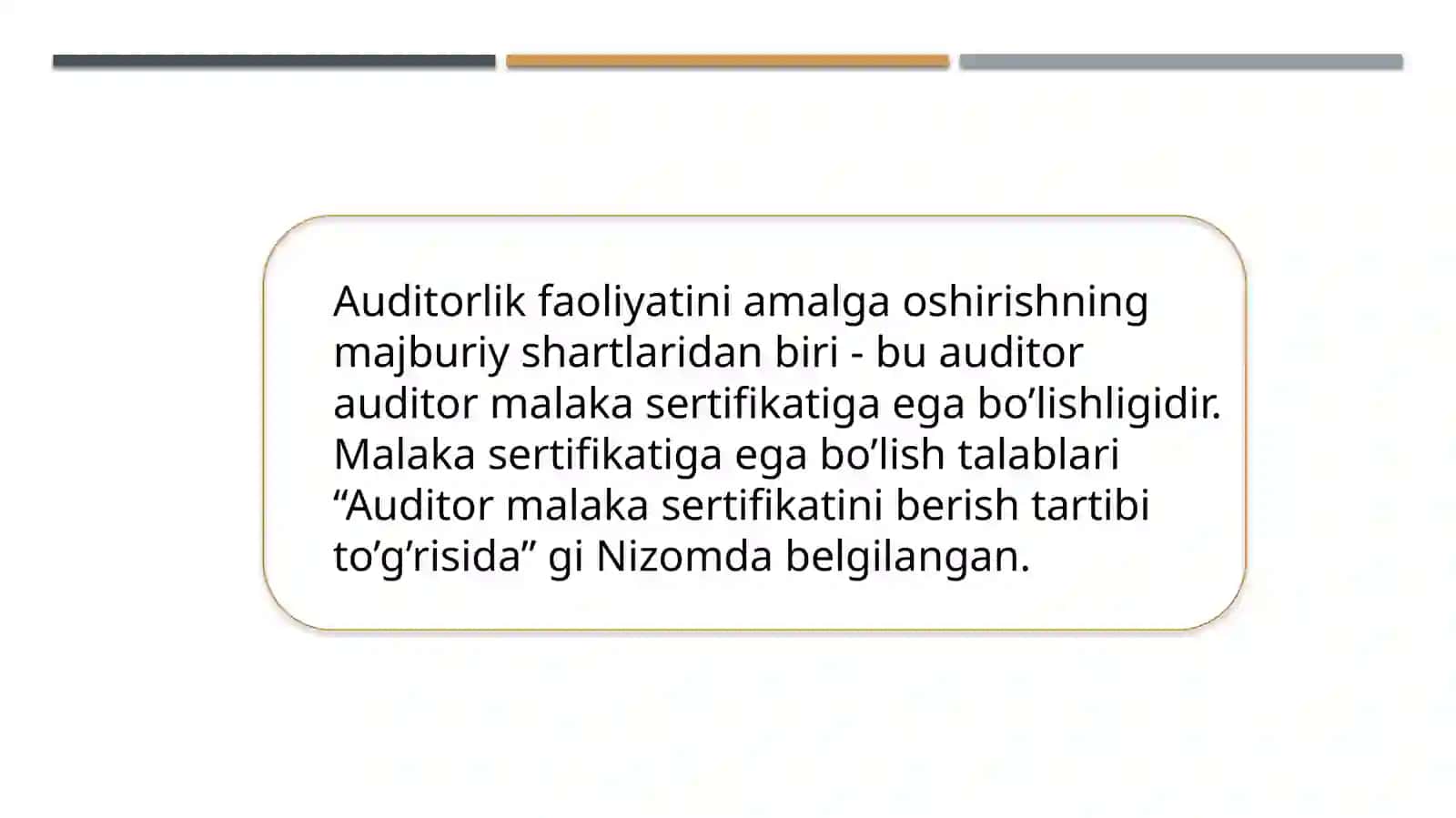 Auditorlikka sertifikat berish talablari 4