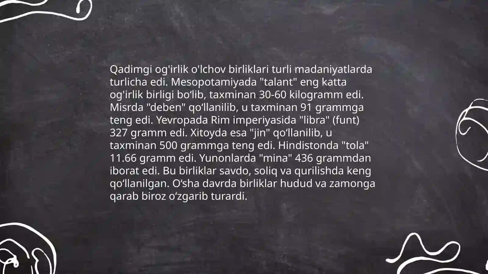 Qadimgi o'lchov birliklari haqida ma'lumot 4