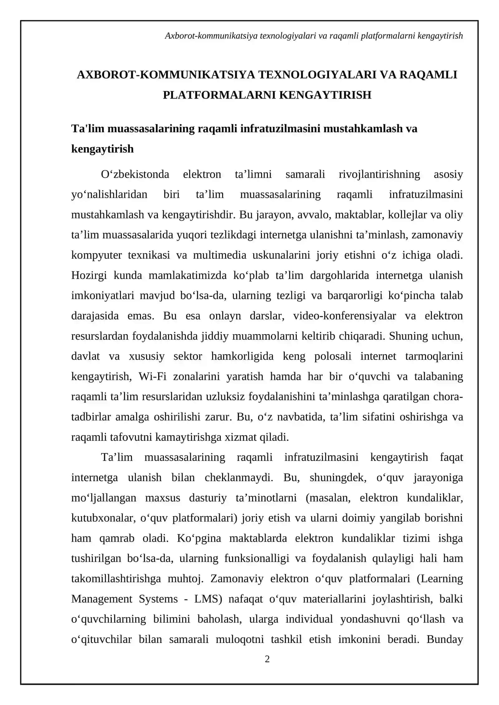 O'zbekistonda elektron talimini rivojlantirish yonalishlari 4