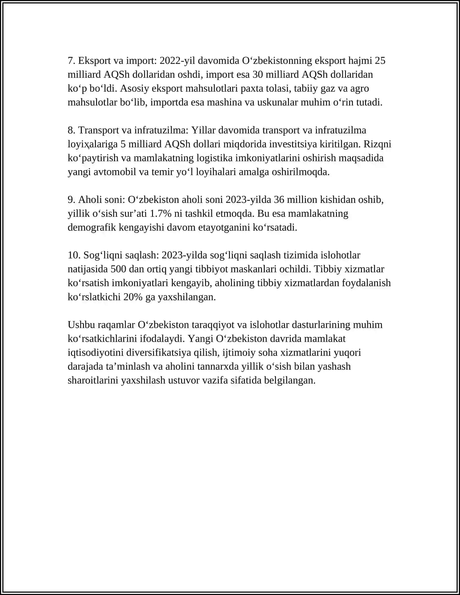 Yangi O‘zbekiston taraqqiyoti 4