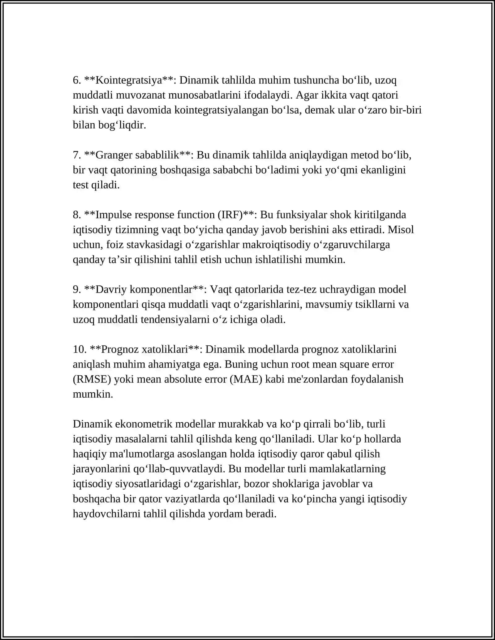 DINAMIK EKANOMETRIK MODELLARDAN FOYDALANISH 4
