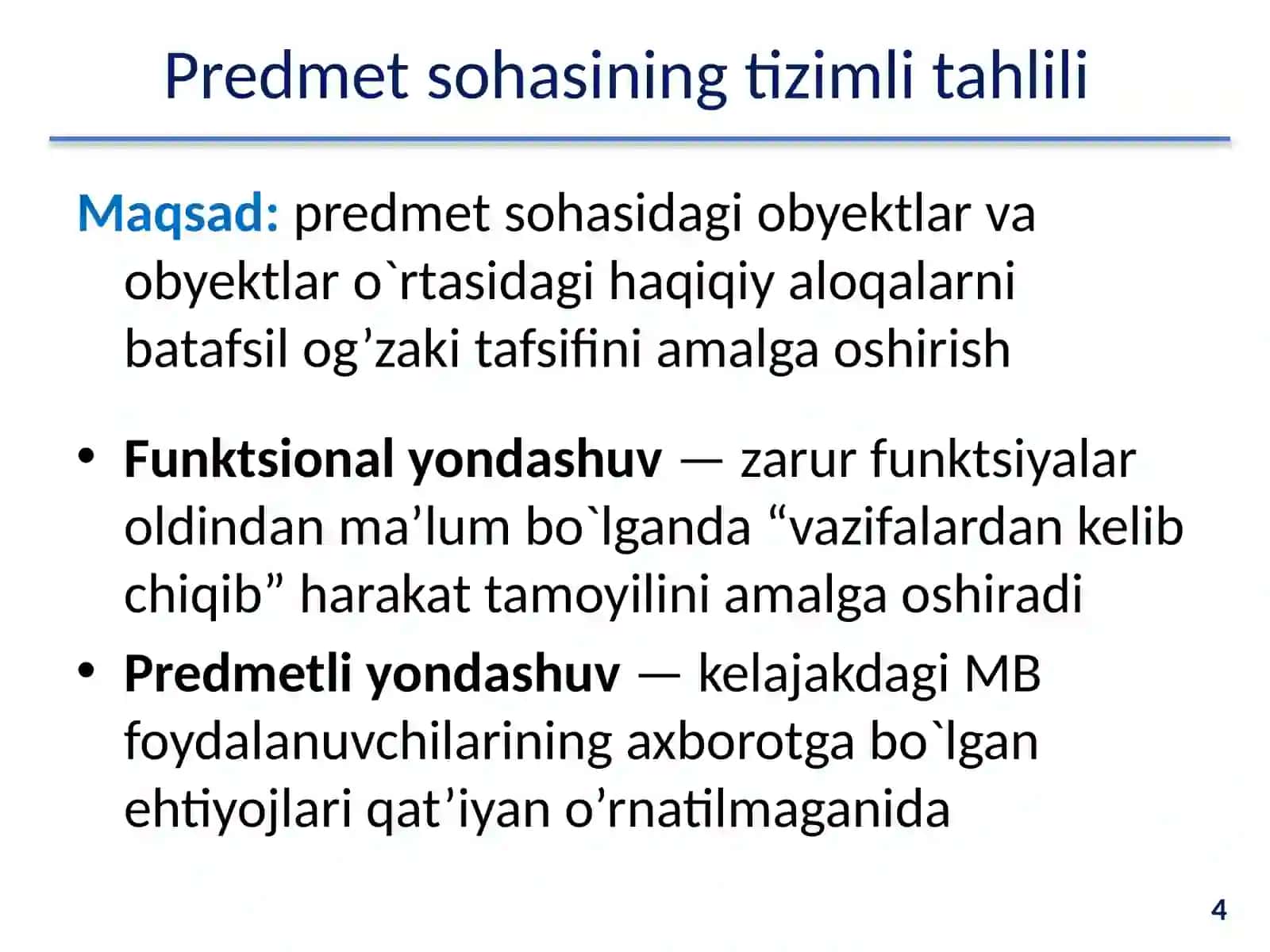 Ma`lumotlarbazasini(MB) loyihalash 4
