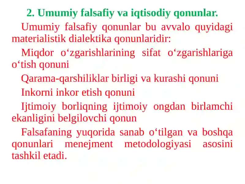 MENEJMENT QONUNLARI VA TAMOYILLARIReja 4