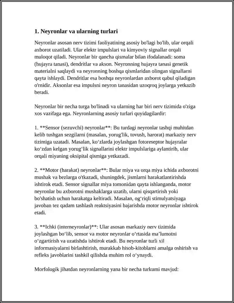ORQA MIYANING HARAKATLANTIRUVCHI NEYRONLARINING TURLARI 4