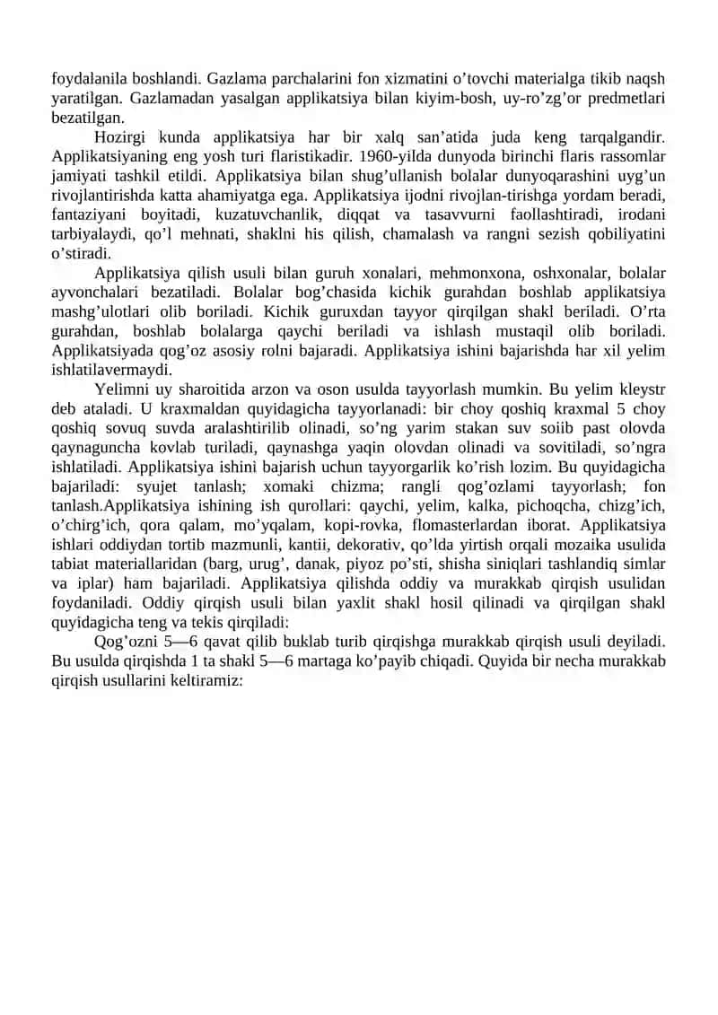 Turli yoshdagi bolalar guruhida applikatsiya ishlarini tashkil etish 4