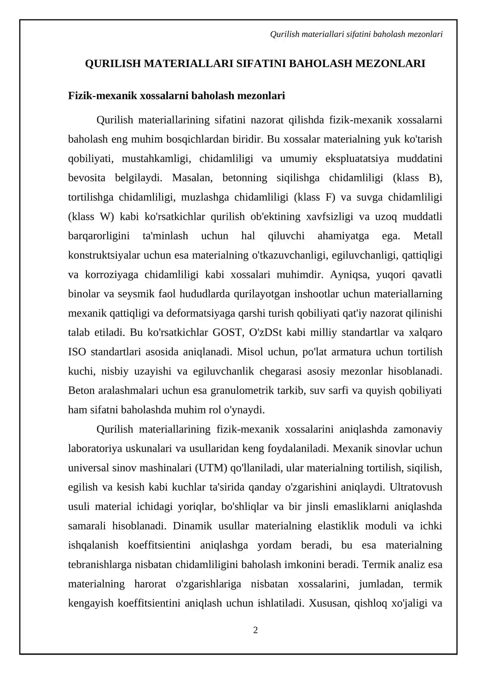Qurilish materiallari sifatini baholash mezonlari 4