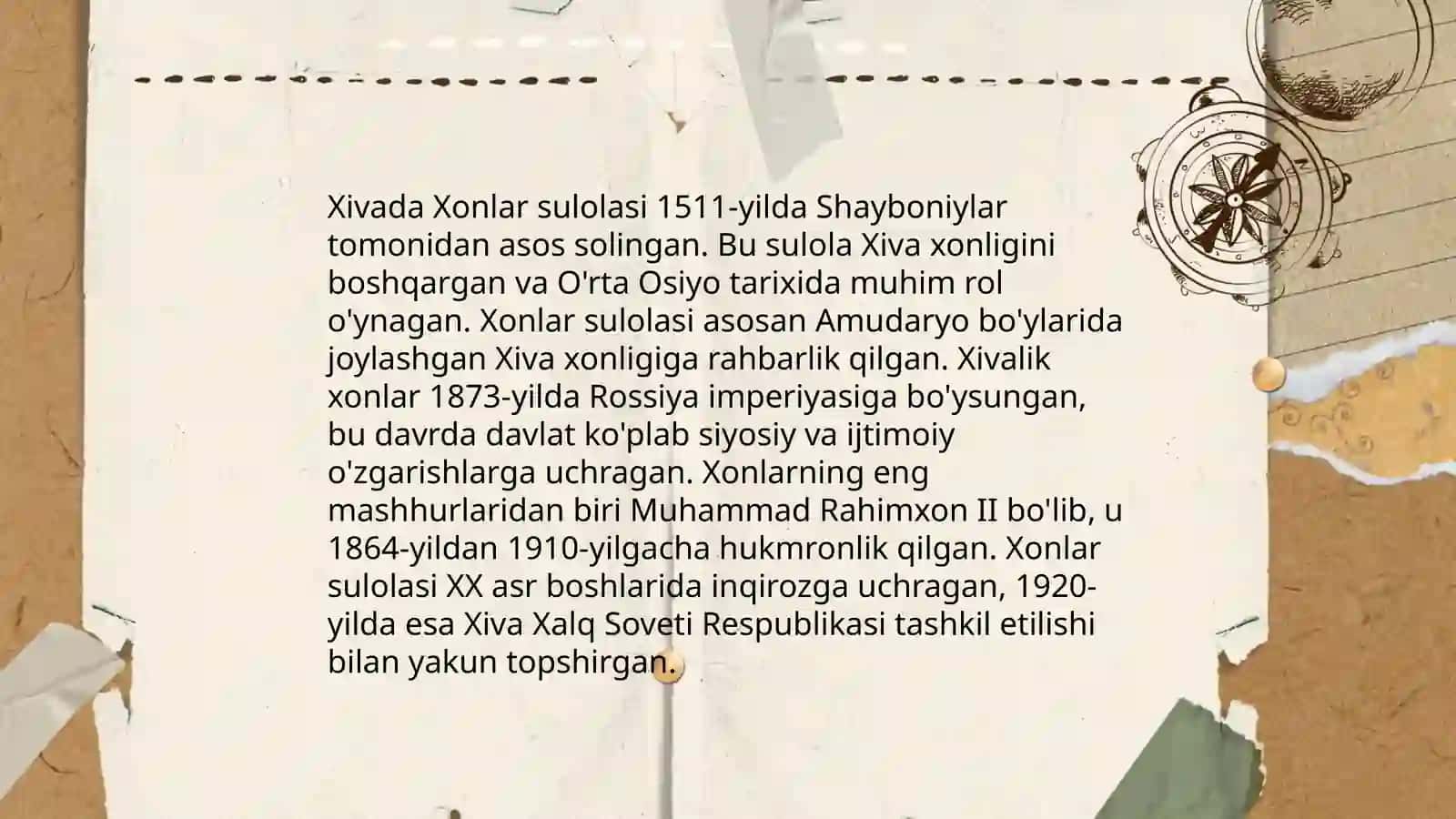 Xivada faoliyat olib borgan xonlar tarixi 4