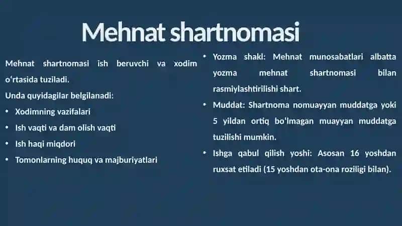 Ish haqi va mehnat munosabatlari 4