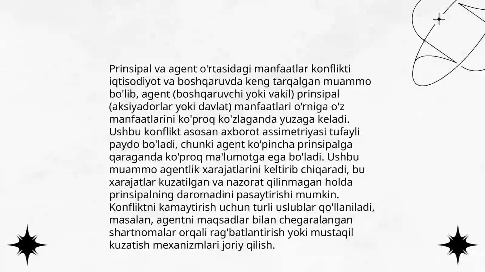 Prinsipal va agent muammosini hal etish yo'nalishlari 4