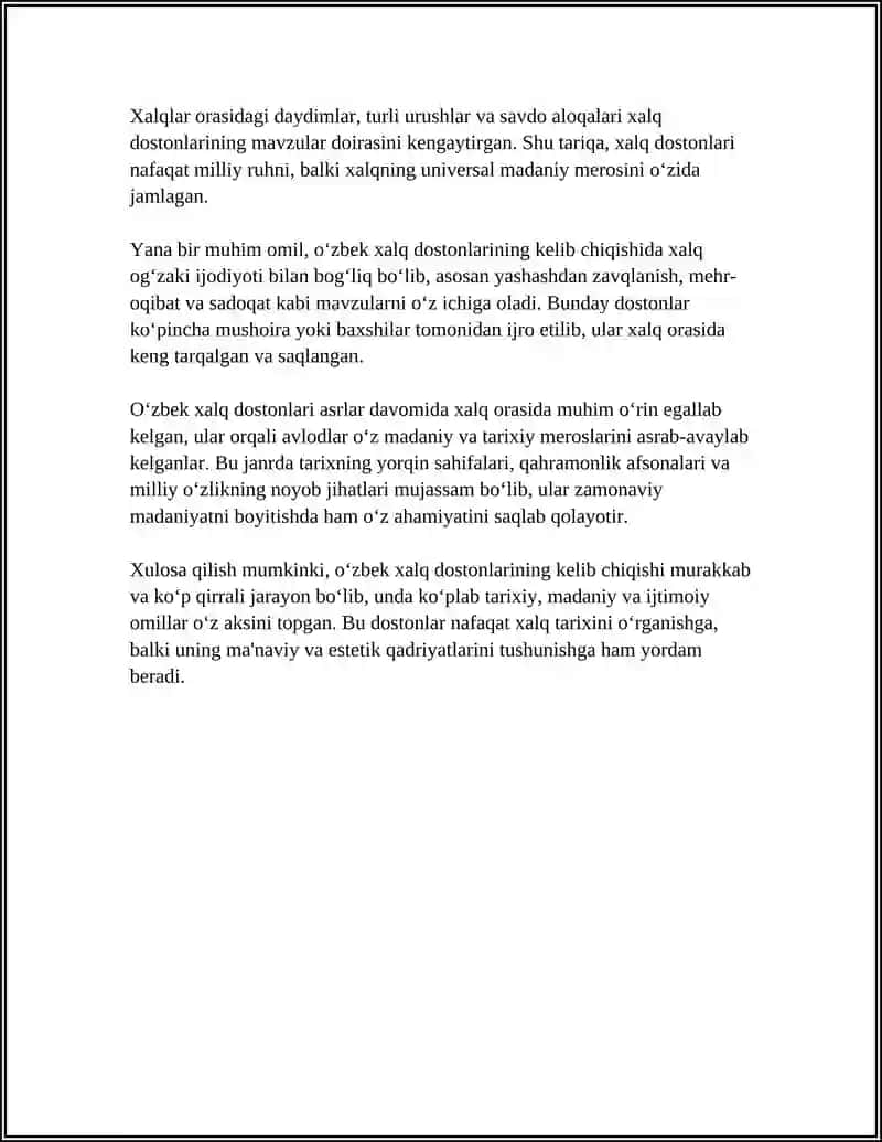 XALQ DOSTONLARINING VARIANTLARI HAQIDA REFERAT YOZISH 4