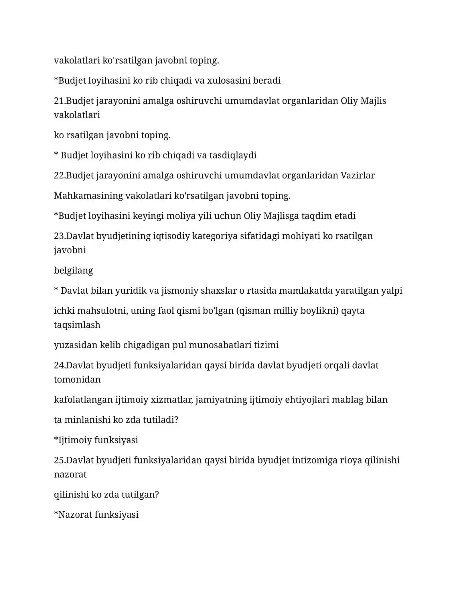 Moliya asoslari yakuniy testlar 4