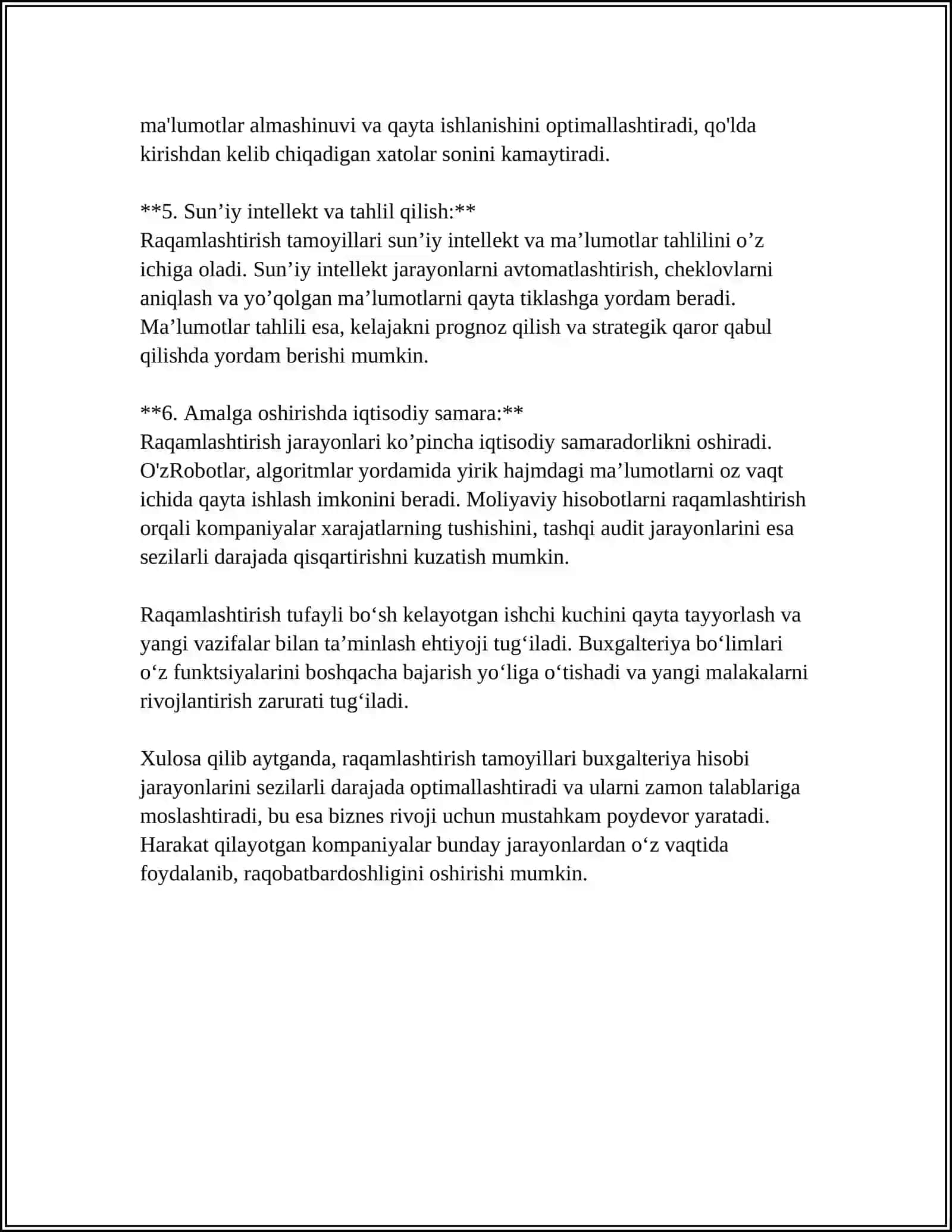 BUXGALTERIYA SEKTORINI RAQAMLASHTIRISH SAMARADORLIGI 4