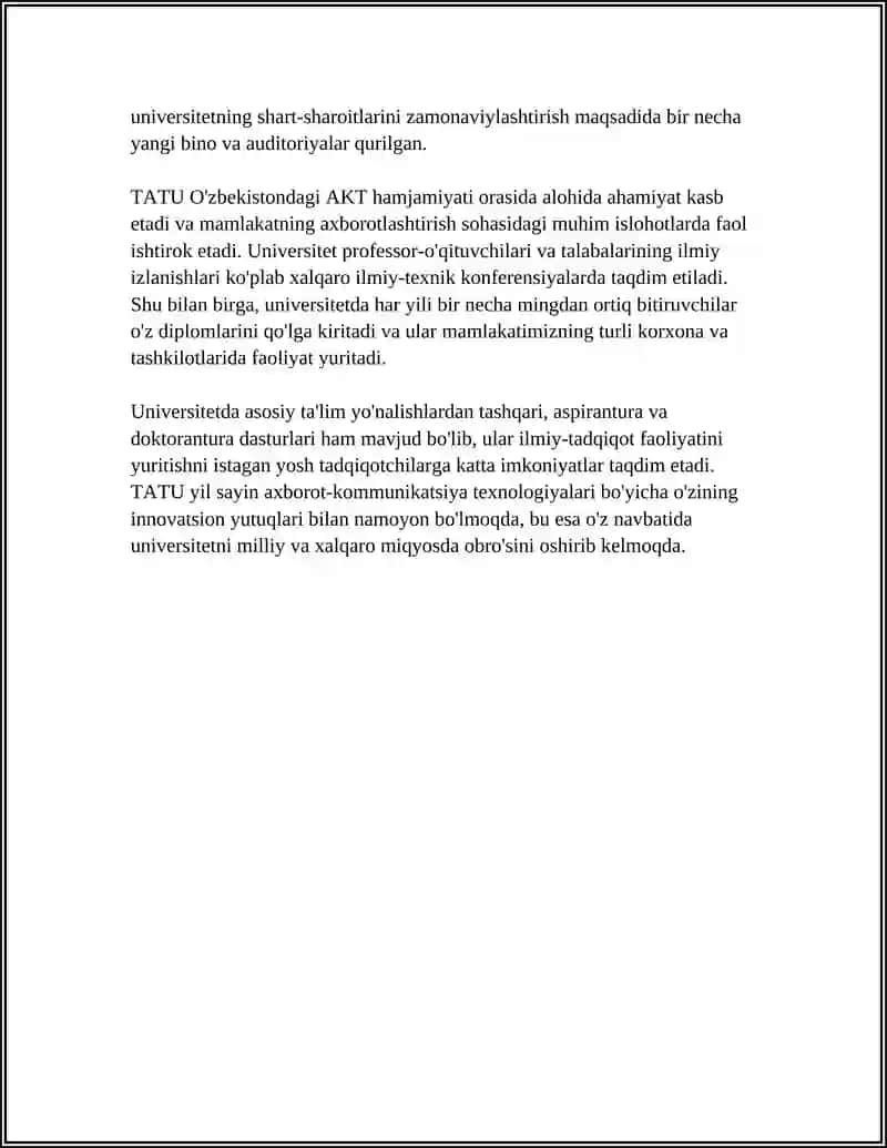Toshkent Axborot Texnologiyalari Universiteti Samarqand Filiali Referat 4